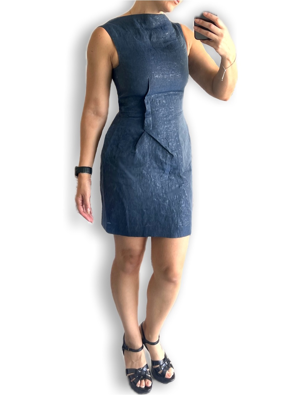 ROLAND MOURET Zonda Metallic Woven Mini Dress - Navy
$1,920